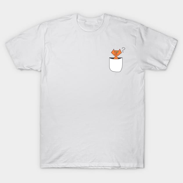 Curious Pocket Cat T-Shirt by BadDrawnStuff